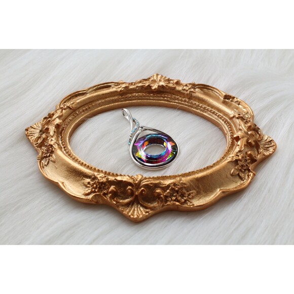 925 Sterling Silver PHOENIX Crystal Necklace, Swarovski Crystal Necklace - Picture 2 of 5